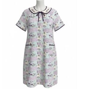 Metropolitan Lilac Purple Patchwork Floral House Sleep Dress 2X Lounge Granny